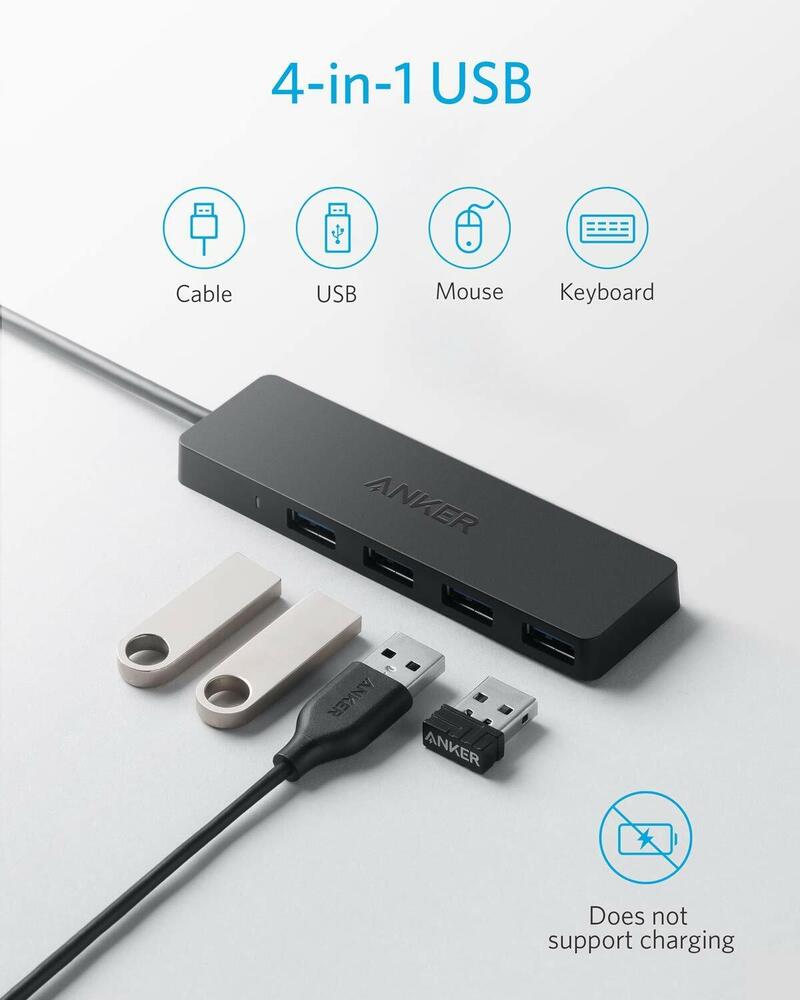 Anker 4-Port Ultra-Slim USB 3.0 Hub with 2ft Cable for Mac Pro HDD