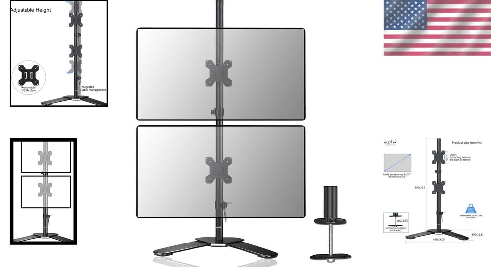 Versatile Dual Monitor Stand - Heavy Duty for 32" Screens