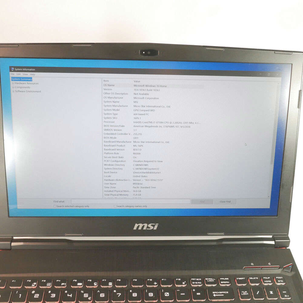 MSI GP63 Leopard Gaming Laptop