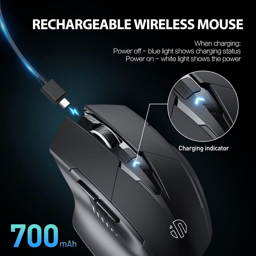 INPHIC Rechargeable 2.4G Optical Wireless Mouse with USB Nano Receiver