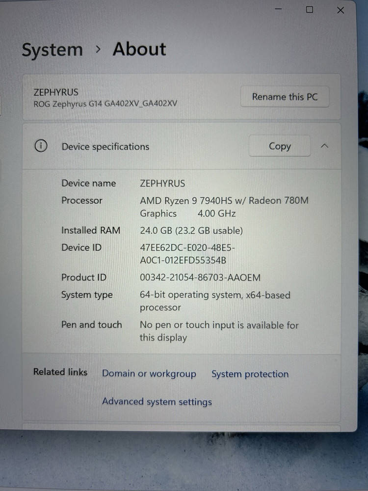 ASUS ROG Zephyrus G14 Gaming Laptop with Ryzen 9, 24GB RAM, 1TB SSD, RTX 4060