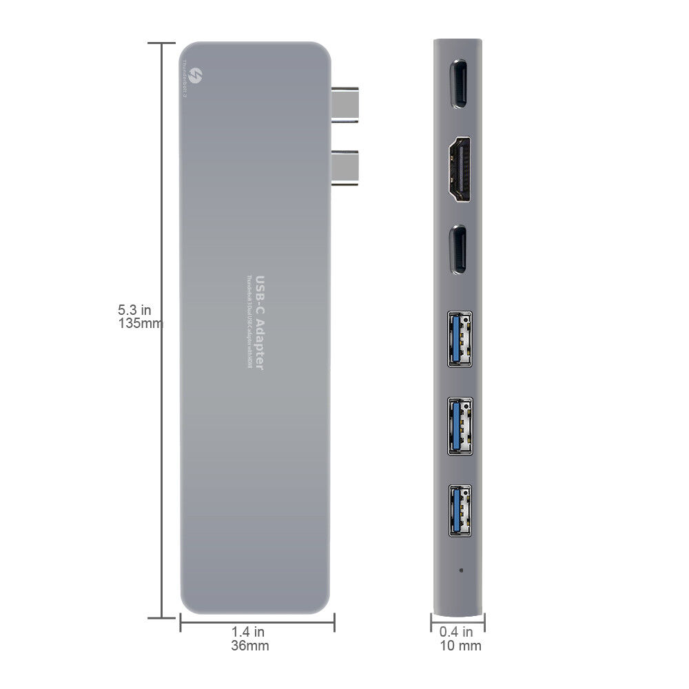 Aluminum USB-C Hub with 4K HDMI, SD/TF Card Reader, and USB 3.0 for MacBook Pro/Air M1