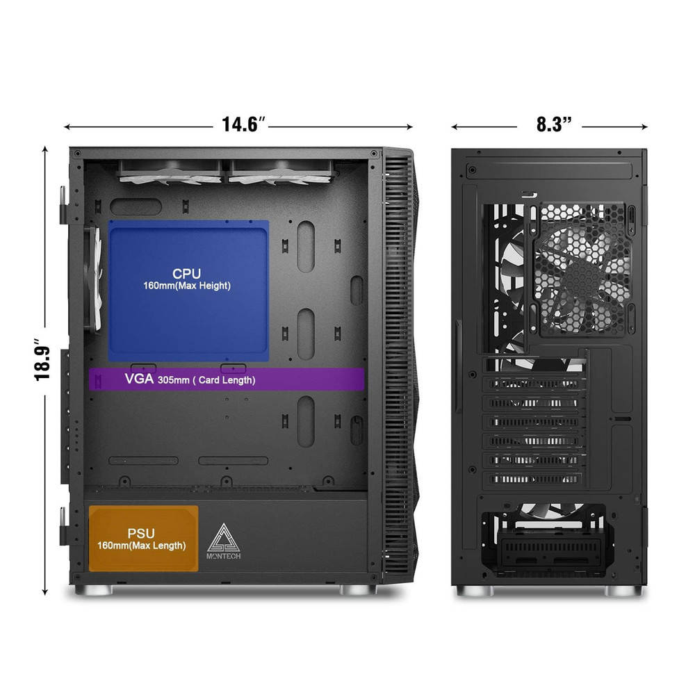 X3 Mesh ATX Mid-Tower Gaming Case with 6 RGB Fans