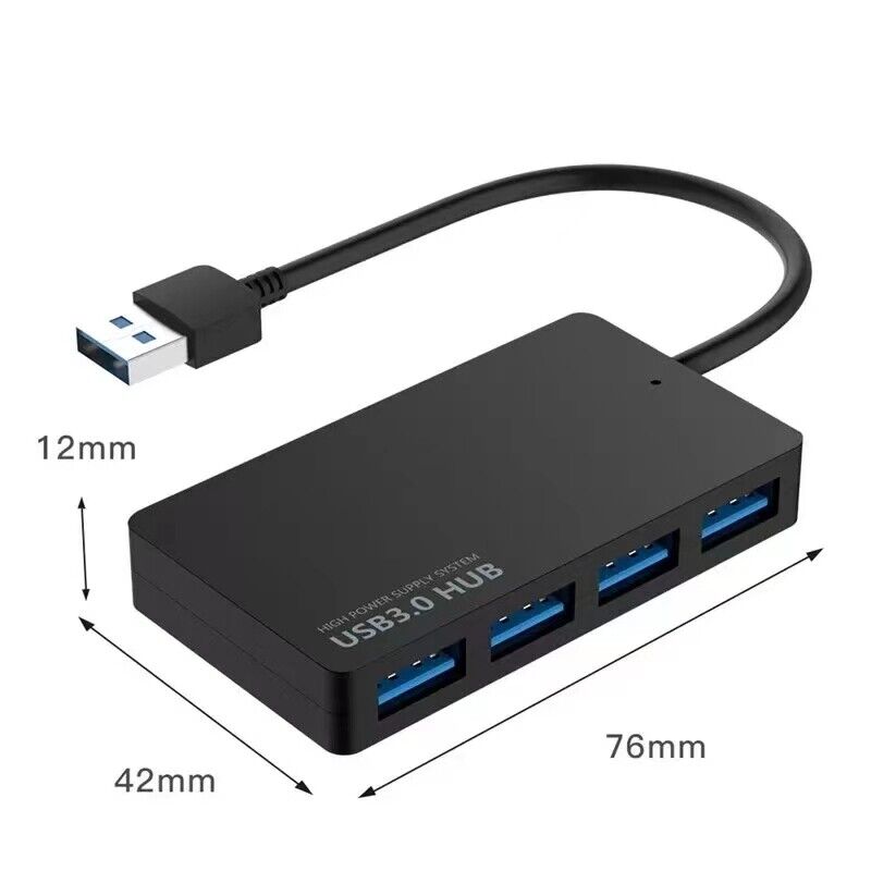 4-Port USB 3.0 Hub Adapter with Charger - Slim Design for High-Speed Data Transfer
