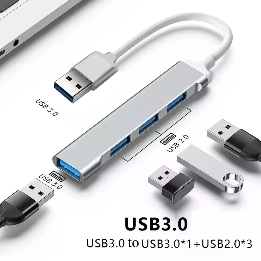 4-Port USB 3.0 Hub with Splitter and Expander for Enhanced Connectivity