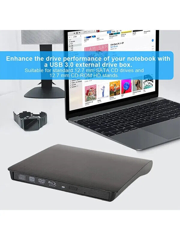 USB 3.0 Portable CD/DVD Drive Enclosure Case