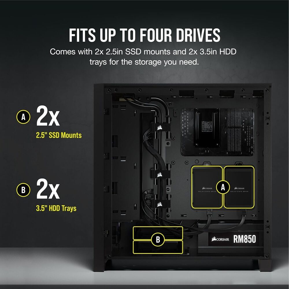Corsair 4000D Airflow Mid-Tower ATX Case - High-Airflow, Tempered Glass, Two Fans