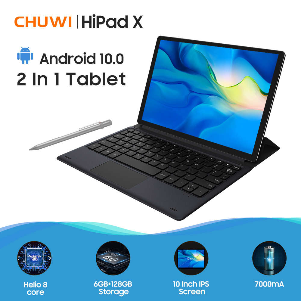CHUWI Hipad X 10.1" Octa Core 6GB RAM, 128GB Storage Android Tablet with 3-in-1 Keyboard Laptop