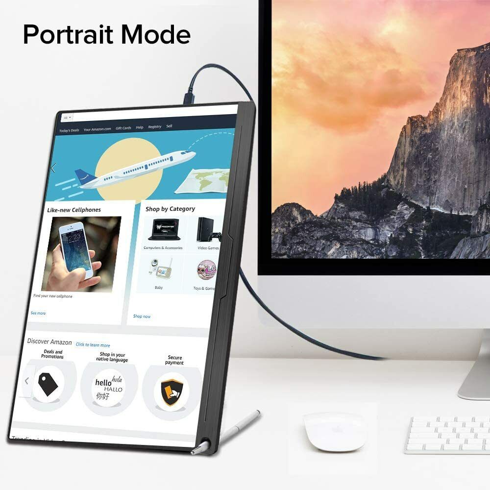 15.6" Portable Monitor with Upgraded IPS HDR 1080P Full HD Eye Care Screen, USB-C