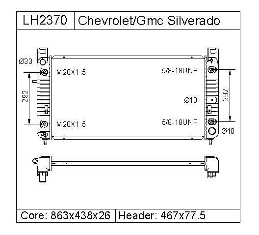 2370 34 High-Performance Radiator for Chevy Silverado 1500/2500, Suburban, Tahoe