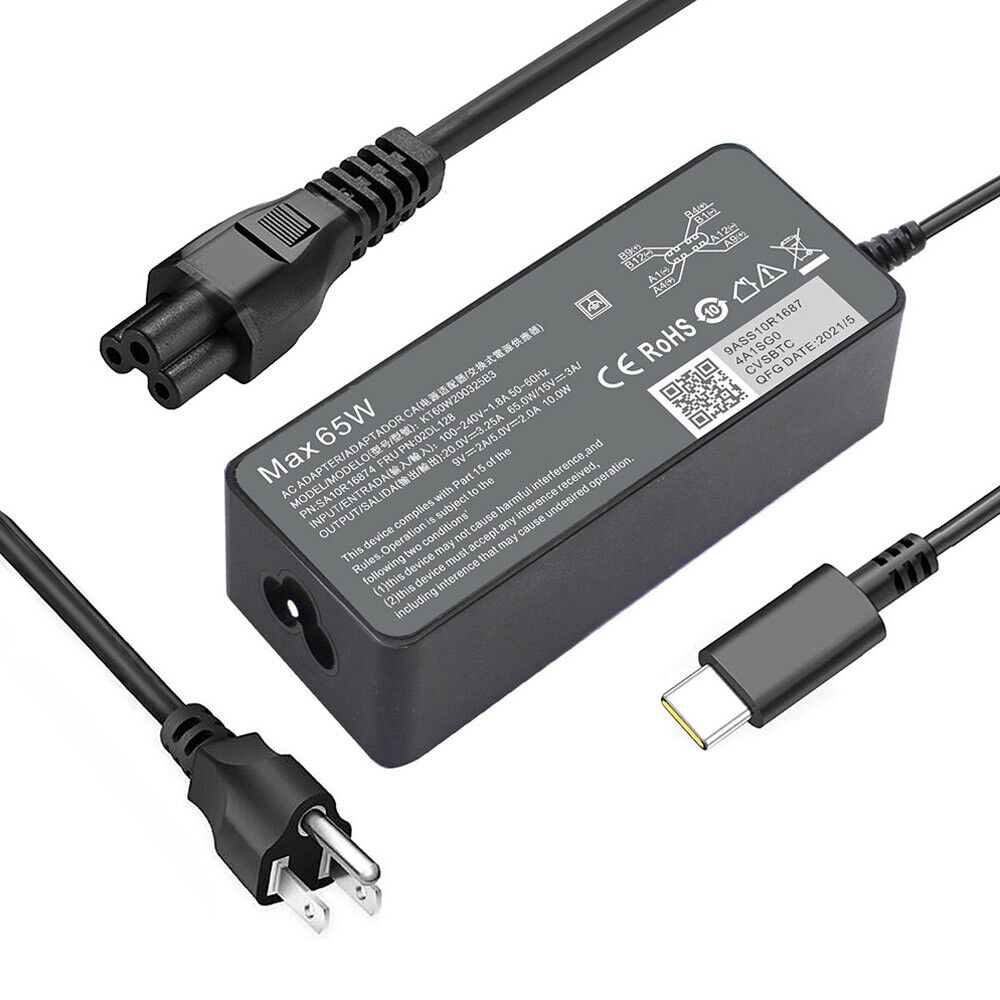 65W USB-C Charger for Lenovo ThinkPad Laptops