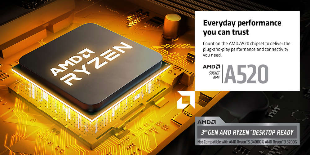 MSI A520M-A PRO AM4 AMD A520 USB3.2 Gen1 Micro-ATX Motherboard