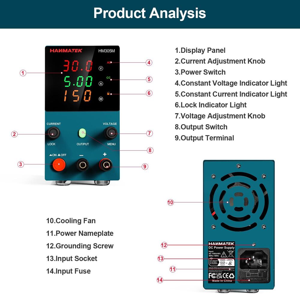 Digital Bench Power Supply 0-30V 0-5A