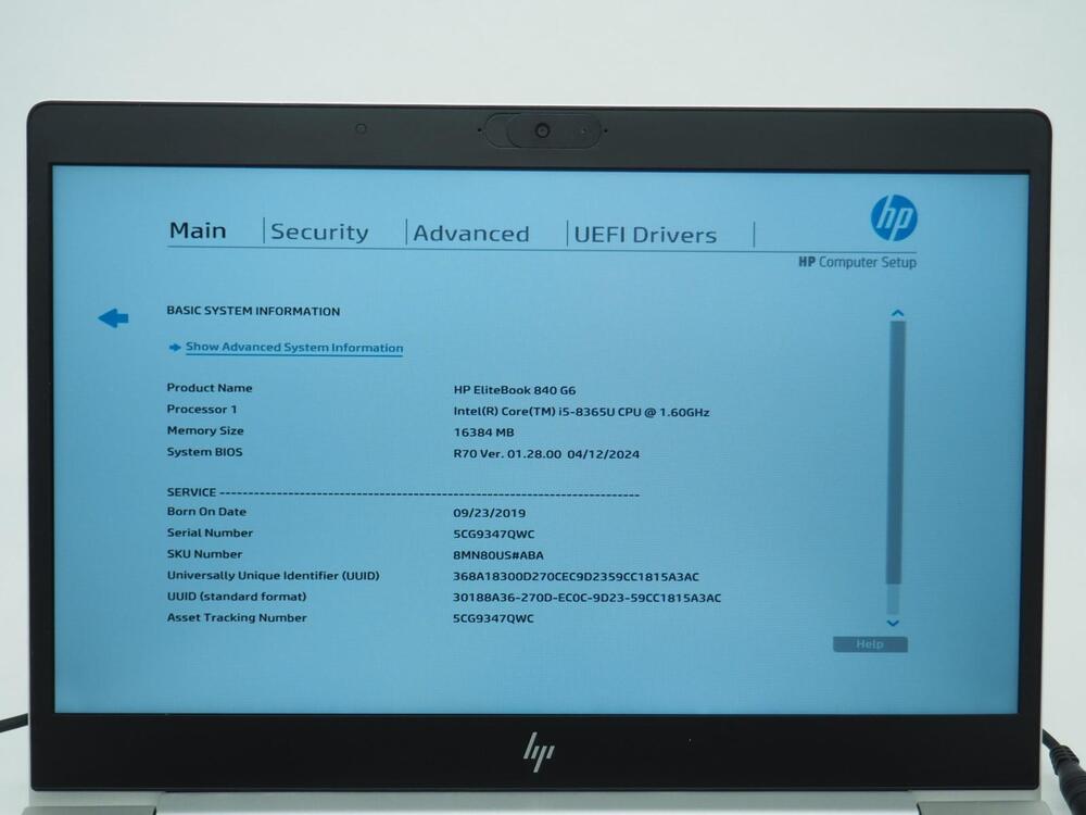 HP EliteBook 840 G6 Laptop - Intel Core i5, 16GB RAM, 256GB NVMe