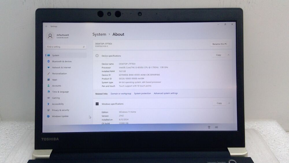 Toshiba Portege X30-E 13.3" Touch Laptop - i5-8350U, 16GB RAM, 256GB SSD