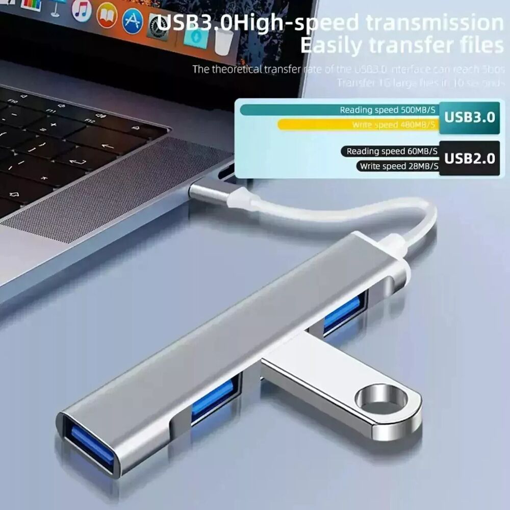 4-Port USB 3.0 Hub with Splitter and Expander for Enhanced Connectivity