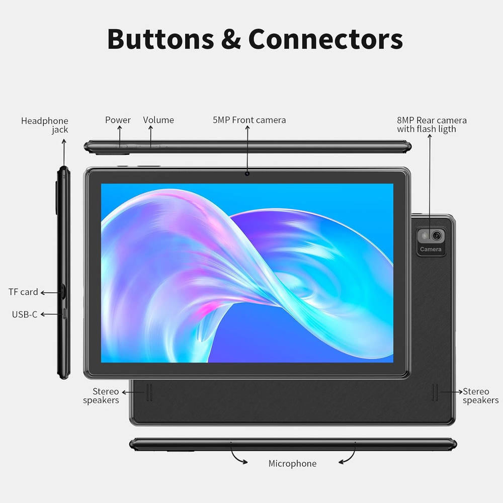 SGIN 10.1 Inch Android 13 Tablet with 4GB RAM and 128GB Storage
