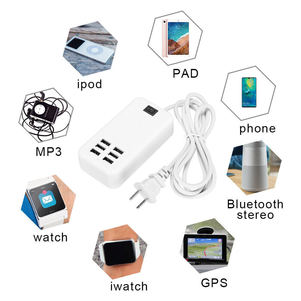 6-Port USB Charging Station with Fast Charging Capability