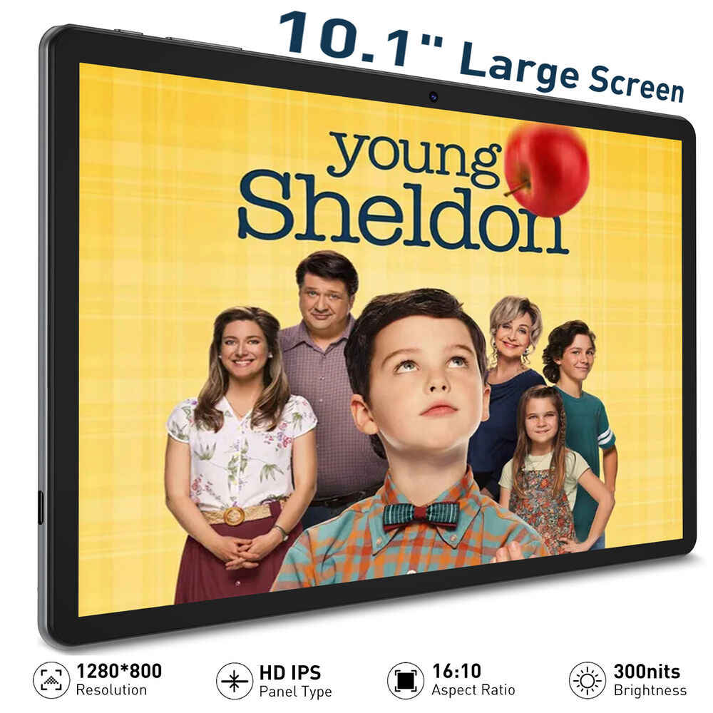 10.1" Android 13 Tablet with HD Display, 128GB Storage, Quad-Core Processor