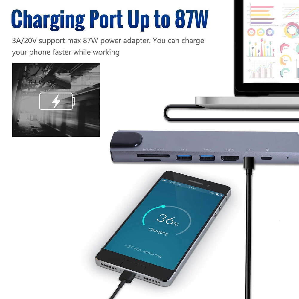 8 in 1 USB-C Hub Adapter for MacBook Pro/Air
