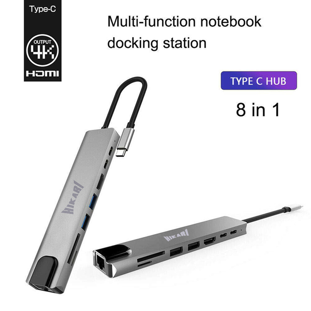HIKARI USB Type-C Hub 8-in-1 Adapter - Boost Connectivity for Mac & Windows