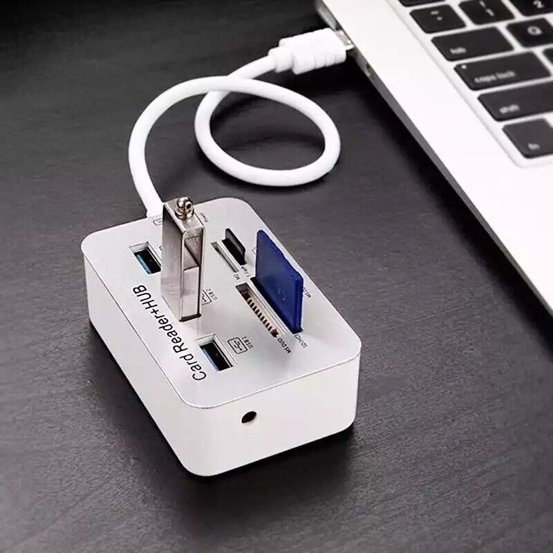 Aluminum 3 Port USB 3.0 Hub with Multi-Card Reader