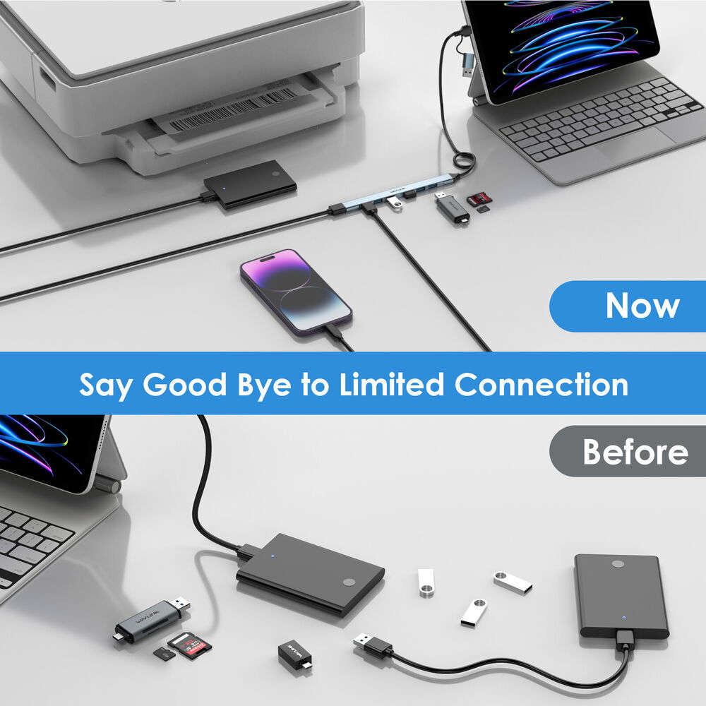 7-Port USB 3.0 Hub with 12V/4A Power Adapter for High-Speed Data Transfer