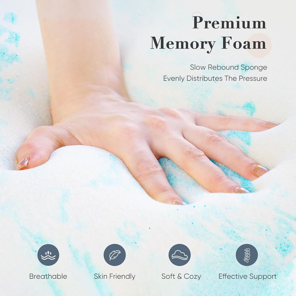 Gel-Infused Memory Foam Mattress Topper for Sleeper Sofas