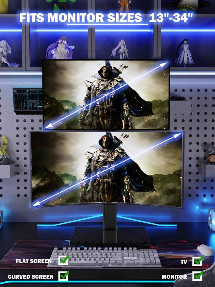 Vertical Dual Monitor Stand - Free-Standing Screen Riser for Two Displays