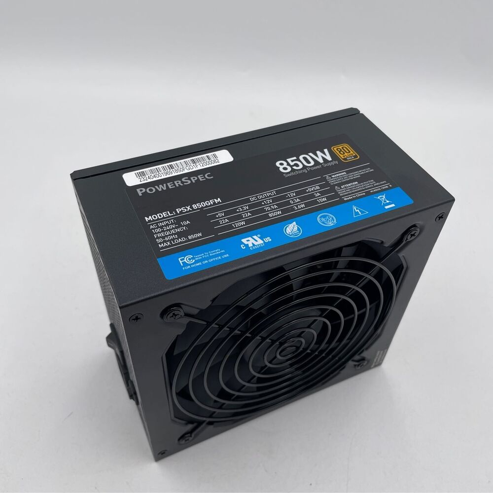 PowerSpec PSX 850GFM 80 Plus Gold ATX Fully Modular Power Supply, Black