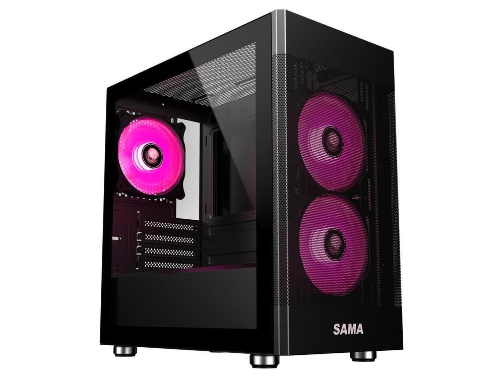 Sama ARGB Q5 Black Micro ATX Tower Gaming Computer Case with 3x120mm RGB Fans