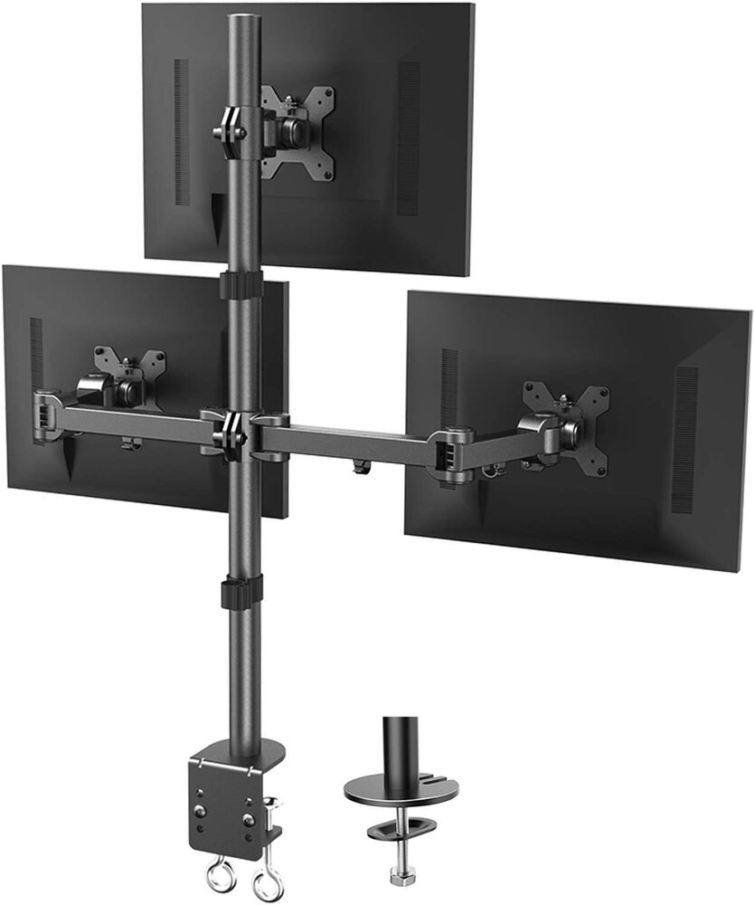 HNHM3 HUANUO Triple Monitor Stand - Ergonomic and Space-Saving