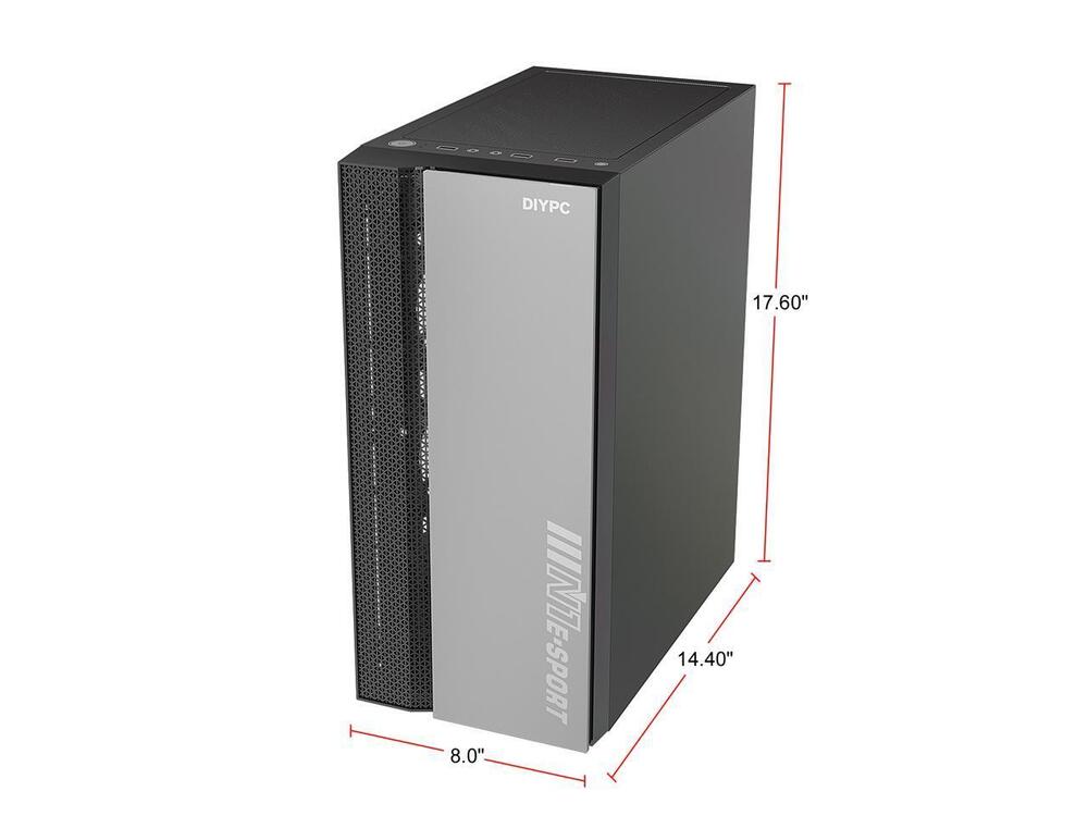 DIYPC Black USB 3.0 Steel Tempered Glass ATX Mid Tower Computer Case DIY-S08-BK