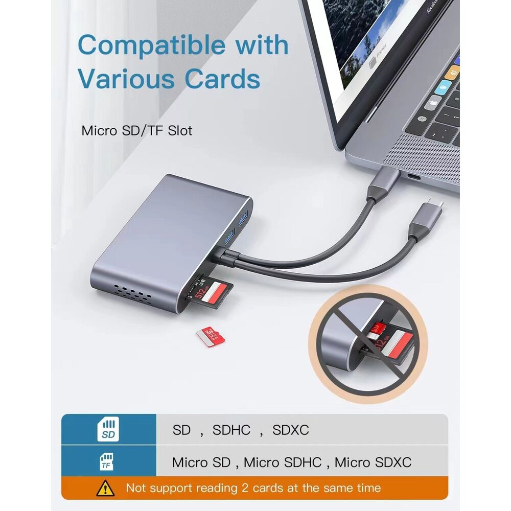 8-in-2 USB C Hub with PD Charging, 4K HDMI, USB 3.0 Ports