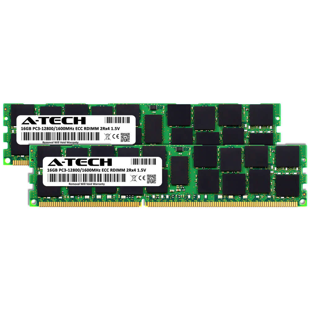 A-Tech 32GB (2x16GB) 2Rx4 PC3-12800R DDR3 1600MHz ECC RDIMM REG Server Memory RAM