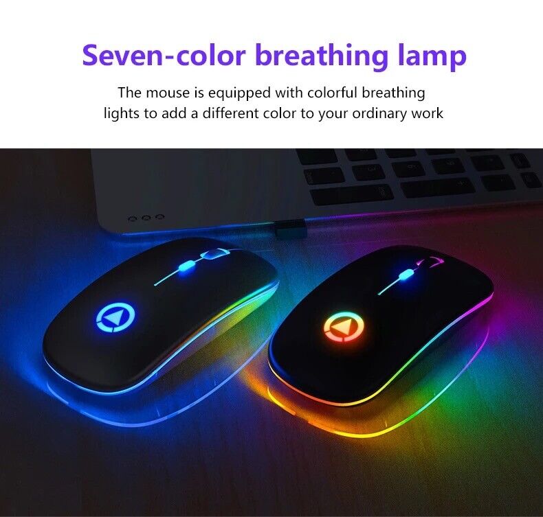 2.4GHz Rechargeable RGB Wireless Optical Mouse for PC and Laptop