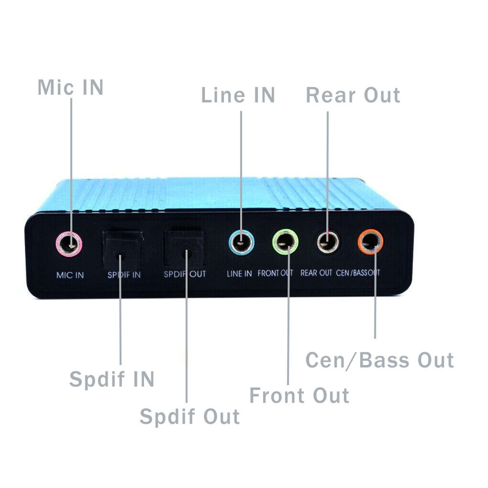 6 Channel 5.1 USB Sound Card Adapter with Optical Audio for Laptops and Notebooks