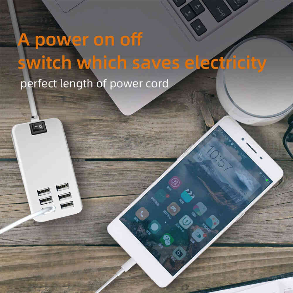 6-Port USB Charging Station with Fast Charging Capability