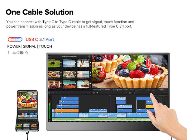 15.6" Touchscreen HDR Portable Monitor with IPS 2K Resolution