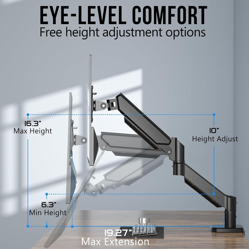 Adjustable Monitor Stand with C Clamp for 13-32 Inch Monitors