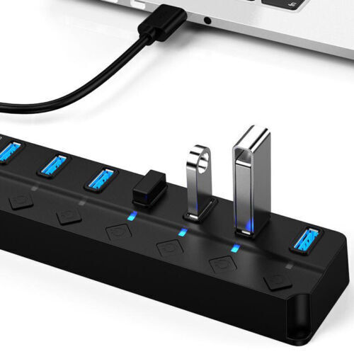 7 Port USB 3.0 Hub Splitter Adapter - High-Speed Data Transfer and Charging