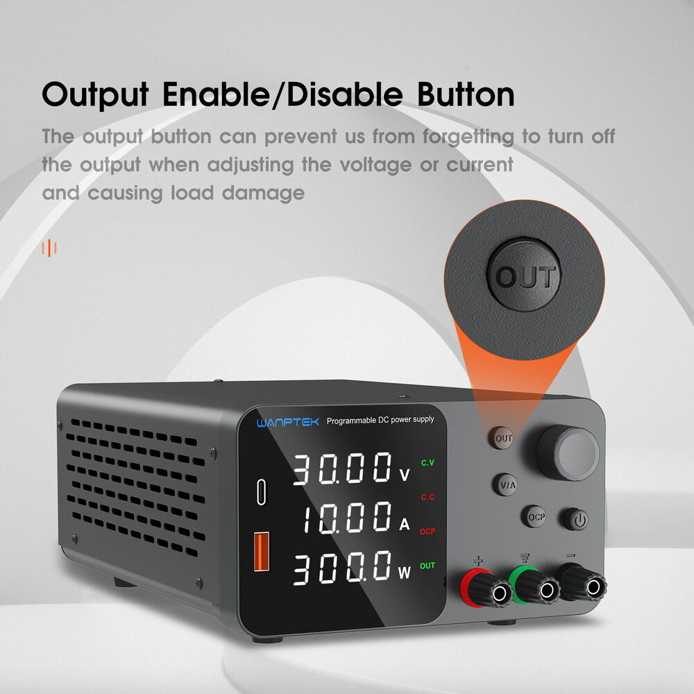 Lab Adjustable DC Power Supply - 0-120V, 0-10A Variable Bench Switching