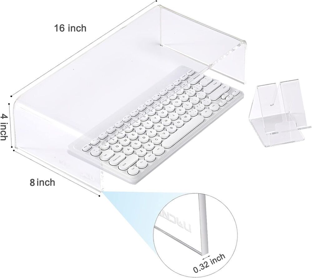 Ergonomic Acrylic Monitor Stand with Desk Organizer