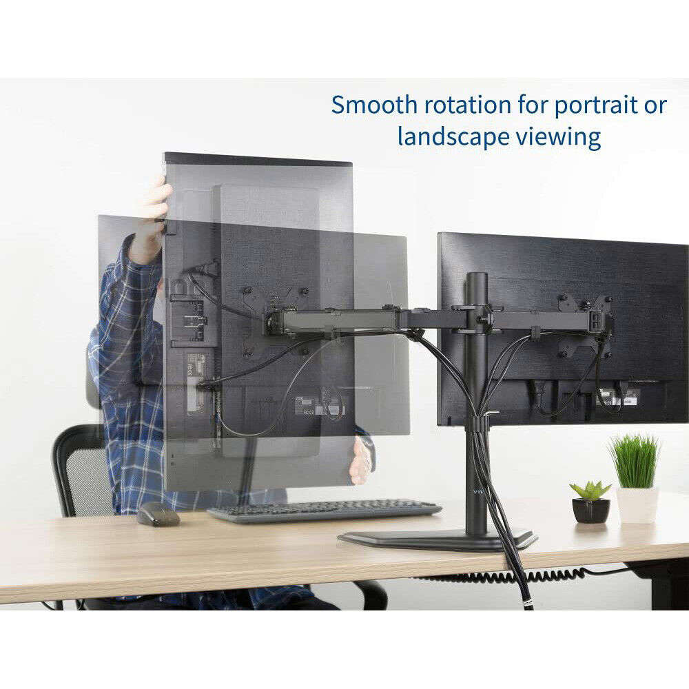 axGear Dual Monitor Stand - Adjustable Desk Mount for 13-27 Inch LED/LCD Screens