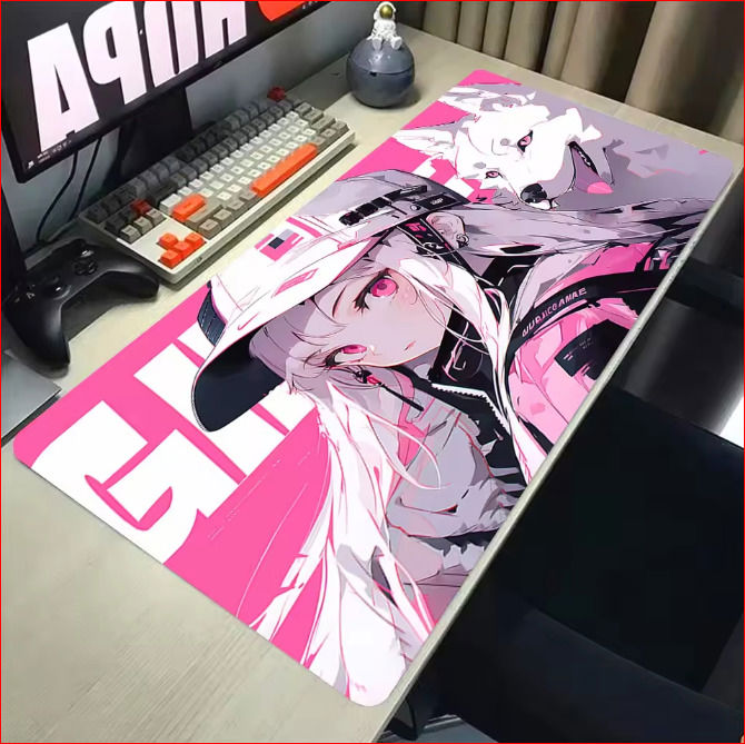 Cute Kawaii Girl and Cat Keyboard Mat with Long Padding