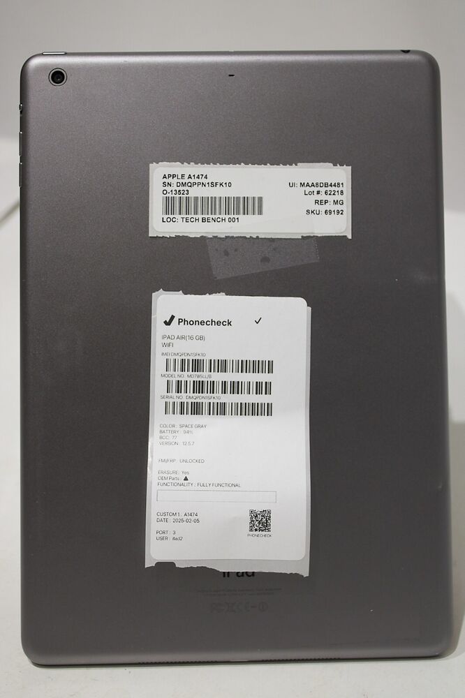 Apple iPad Air 16GB Wi-Fi 9.7" Tablet - Space Gray (Good Condition)