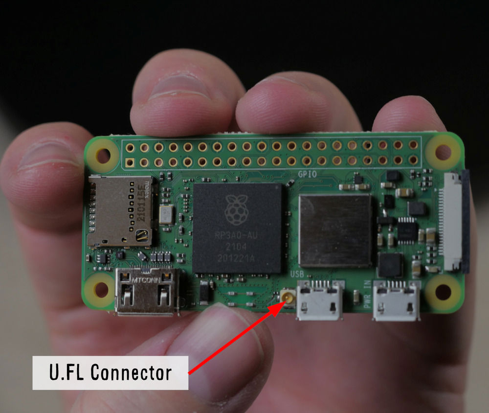 Raspberry Pi Zero 2W with U.FL WiFi Antenna Connector