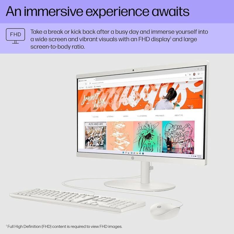 HP All-In-One Desktop PC with 21.5" Display, Intel Celeron J4025, 8GB RAM, 512GB SSD, Windows 11 Pro