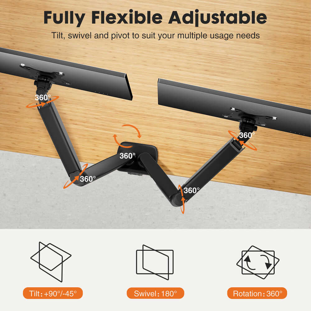 Adjustable Gas Spring Desk Stand for 15-27 Inch Monitors