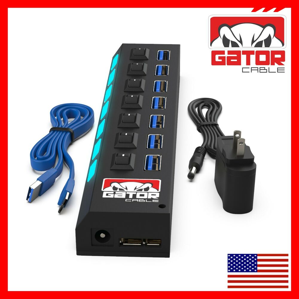 7-Port USB 3.0 Hub with AC Adapter for PC and Laptop